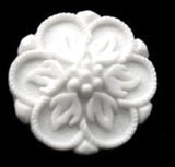 B12970 21mm White Textured Flower Design Nylon Shank Button