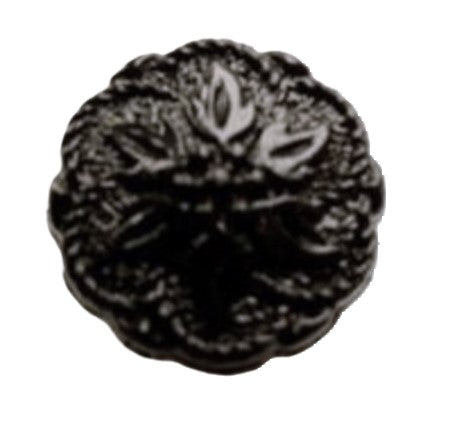 B13008 15mm Black Textured Flower Design Nylon Shank Button