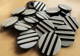 B13021 17mm Pearlised White and Black Shank Button with Deep Grooves