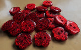 B13555 10mm Red Glittery Flower Shape 2 Hole Button