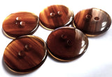 B13577 18mm Tortoise Shell Browns Polyester Gloss 2 Hole Button