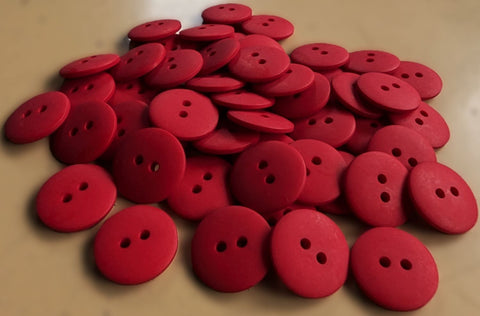 B13733 18mm Red Matt-Lighty Domed 2 Hole Smartie Button