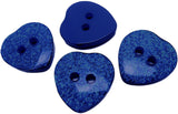 B13803 16mm Royal Blue Glittery Love Heart Shape 2 Hole Button