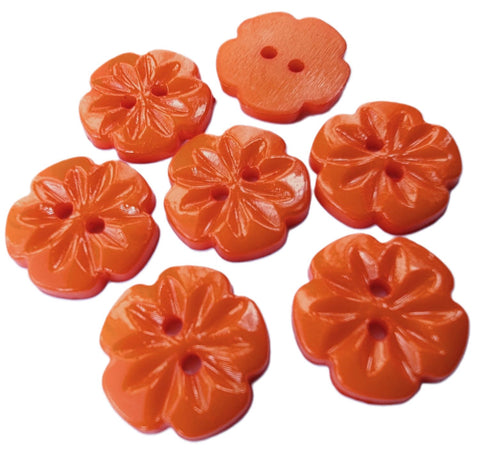 B14105 15mm Orange High Gloss Flower Shaped 2 Hole Button