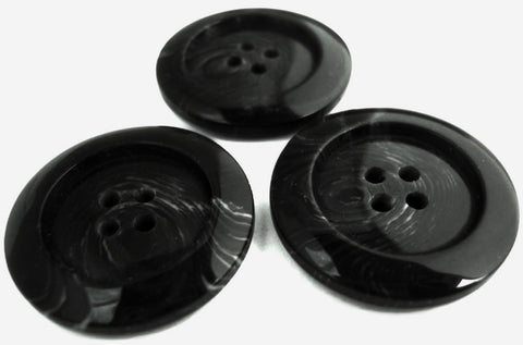 B14140 20mm Black-Grey Vein High Gloss 4 Hole Button