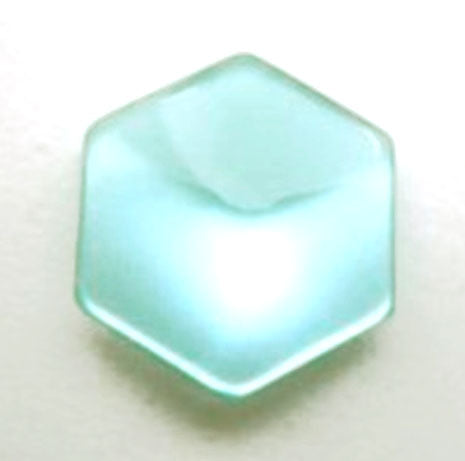 B14383 18mm Aqua Pearlised Polyester Hexagonal Shank Button