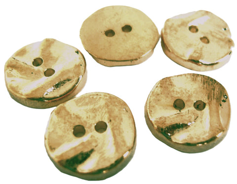 B14989 15mm Gold Molten Metallic Effect Gilded Poly 2 Hole Button