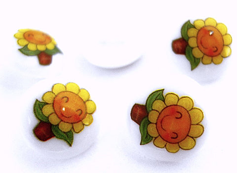 B15053 15mm Sunflower Face Picture Design Novelty Childrens Shank Button