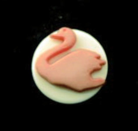 B15080L 12mm Matt Apricot Swan Design Novelty Shank Button