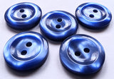 B15511 20mm Royal Blue Shimmery Polyester Dink Centre 2 Hole Button