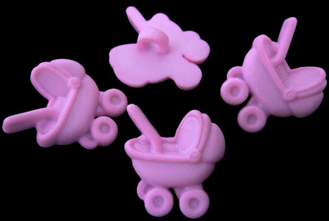 B15544 20mm Pink Pram Design Novelty Childrens-Baby Shank Button