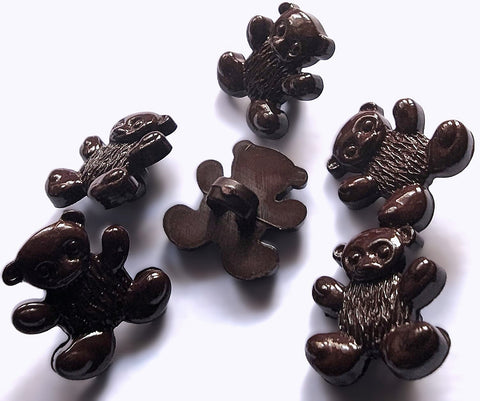 B15930 15mm Brown Teddy Bear Shaped Novelty Kids Shank Button