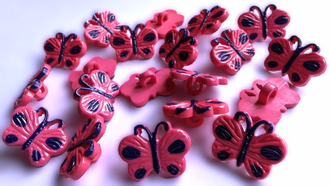 B16023 17mm Pink-Navy Butterfly Novelty Childrens-Kids Shank Button