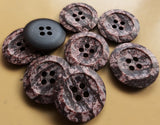 B16297 15mm Deep Maroon and Pink Speckled 4 Hole Button