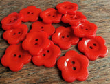 B16814 20mm Red Gloss Acrylic Flower Shape Novelty 2 Hole Button