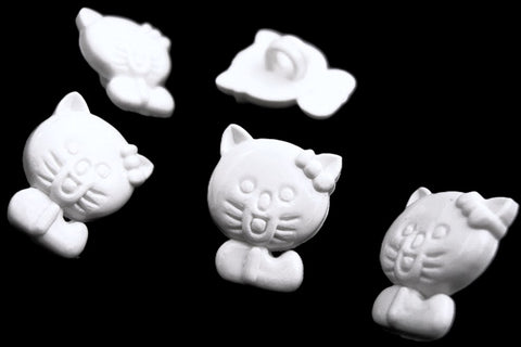 B16818 15mm White Kitty Cat Shaped Novelty Kids Shank Button