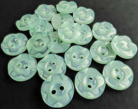 B17430 14mm Mint Green Dished Edge (Fruit Gum) Polyester 2 Hole Button