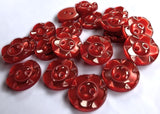 B17441 14mm Red Dished Edge (Fruit Gum) Polyester 2 Hole Button