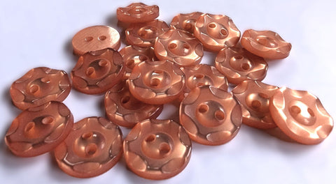 B17457 14mm Rose Gold Dished Edge (Fruit Gum) Polyester 2 Hole Button