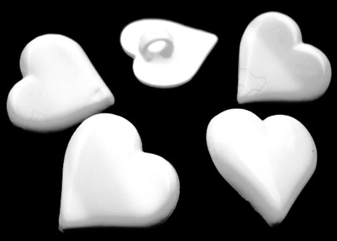 B17785 15mm White Gloss Love Heart Shaped Novelty Shank Button