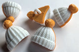 B18087 16mm Yellow-White Bobble Hat Novelty Childrens Shank Button