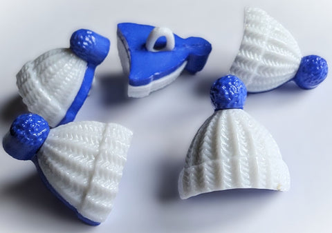 B18089C 16mm Royal Blue-White Bobble Hat Novelty Childrens Shank Button