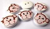 B18320 15mm Monkey Face Printed Novelty Childrens 2 Hole Wood Button