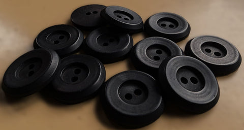 B2410 25mm Black Soft Sheen Chunky 2 Hole Button