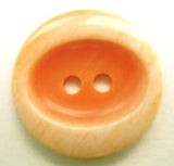 B5005 19mm Frosted Apricot Gloss Polyester Oval Centre 2 Hole Button