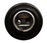 B5183 15mm Gun Metal Alloy 2 Hole Button with a Soft Sheen Ringed Rim