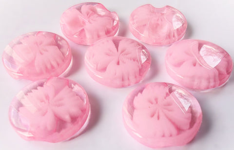 B5205 14mm Clear-Pink 3D Flower Design Button-Hole Built into Back