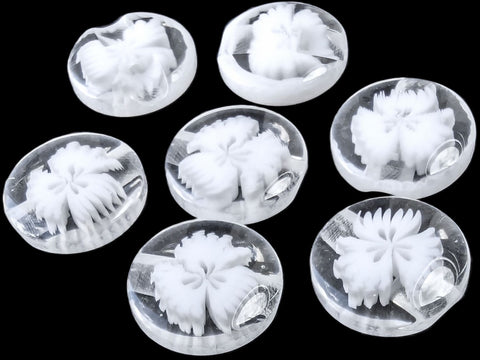 B5206 14mm Clear-White 3D Flower Design Button-Hole Built into Back