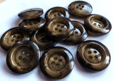 B5252 25mm Dark Brown-Golden Straw Gloss Chunky Rim 4 Hole Button