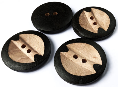 B6029 30mm Dark Brown-Raw Pine Wooden Two Hole Button