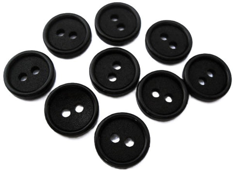 B6104 14mm Black Matt Centre-Gloss Rim Nylon 2 Hole Button