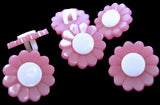 B6999 15mm Pink-White Daisy Flower Design Acrylic Shank Button