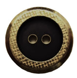 B7678L 20mm Black-Gold Slate Sheen 2 Hole Button, Metal Textured Rim