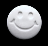 B7868 19mm White Smiley Face Design Novelty Kids Shank Button