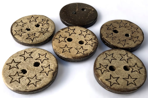 B8052 18mm Pine-Brown Wooden Star Pattern 2 Hole Button