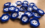 B8293 15mm Royal Blue-White Gloss Daisy Shape 2 Hole Button