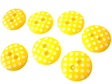 B13135 12mm Yellow and White Polka Dot Glossy 2 Hole Button