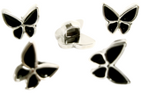 B11546 11mm Black and Silver Butterfly Novelty Shank Button