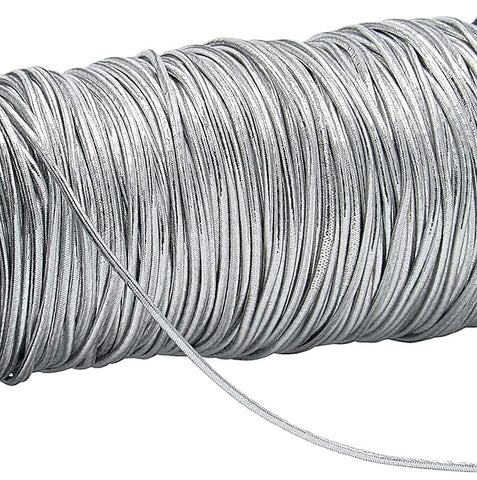 C451 1.7mm Metallic Silver Thin Rounded Elasticated Cord by Berisfords