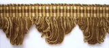 FT029 37mm Mixed Golds Fan Edge Looped Fringe on a Woven Braid