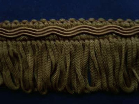 FT1484 34mm Golden Olive Looped Fringe on a Decorated Braid