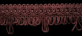 FT403 31mm Dusky Pink Looped Fringe on a Decorated Braid