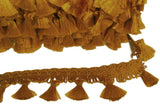 FT631 55mm Dark Gold Tassel Fringe on a Cord Decorated Braid