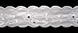 L057 27mm White Flat Broderie Anglaise Flower-Scalop Edge Lace