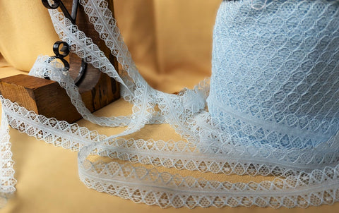 L642 28mm Pale Blue Flat Lace Trim