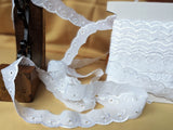 L644 27mm White Flat Broderie Anglaise Lace